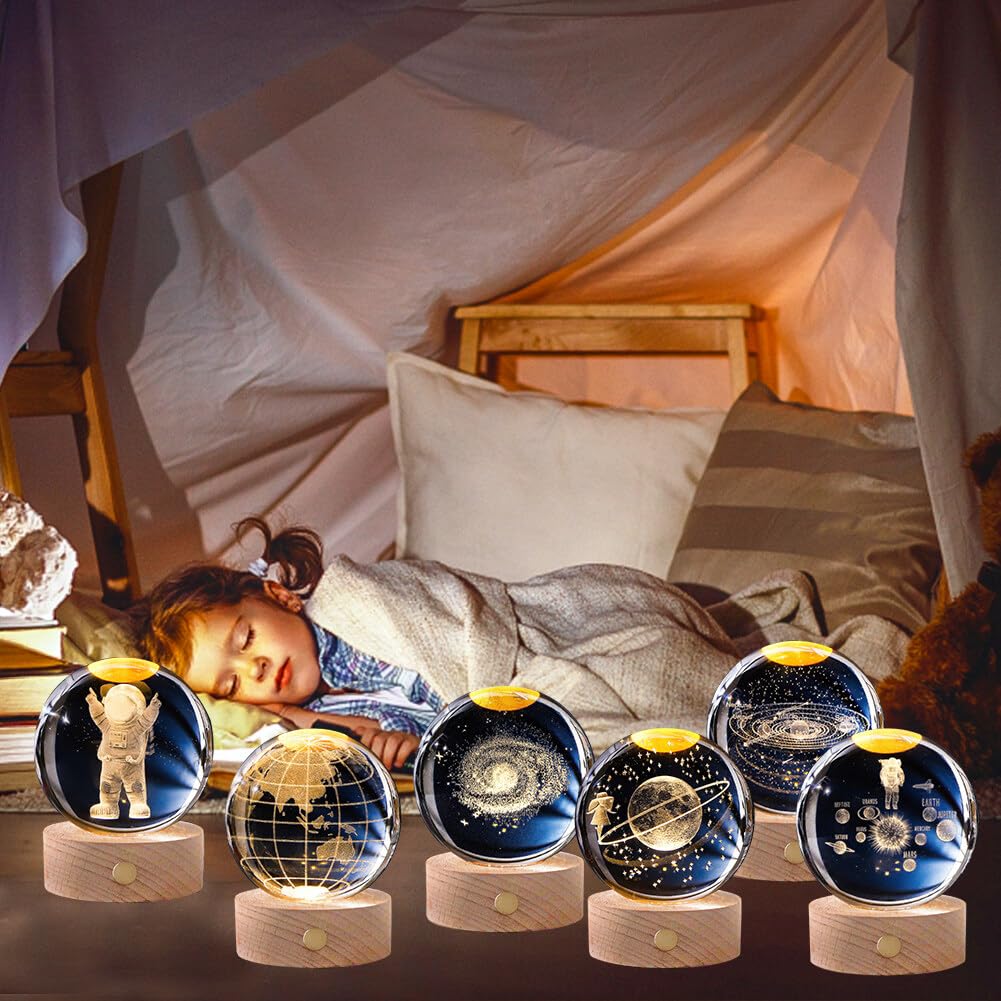 Ночник JAWSEU 3D Crystal Ball USB LED стеклянный 8 см, фото №3