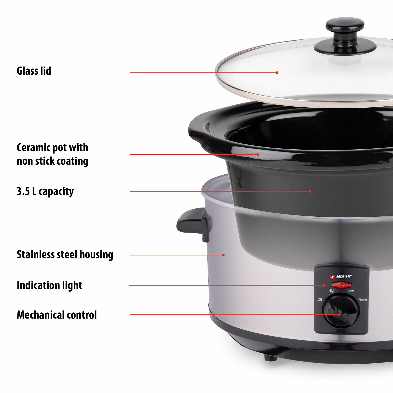 Мультиварка Alpina 3.5 Літри Керамічний внутрішній контейнер Нержавіюча сталь, фото №4 Мультиварка Alpina 3.5 Літри Керамічний внутрішній контейнер Нержавіюча сталь, фото №4