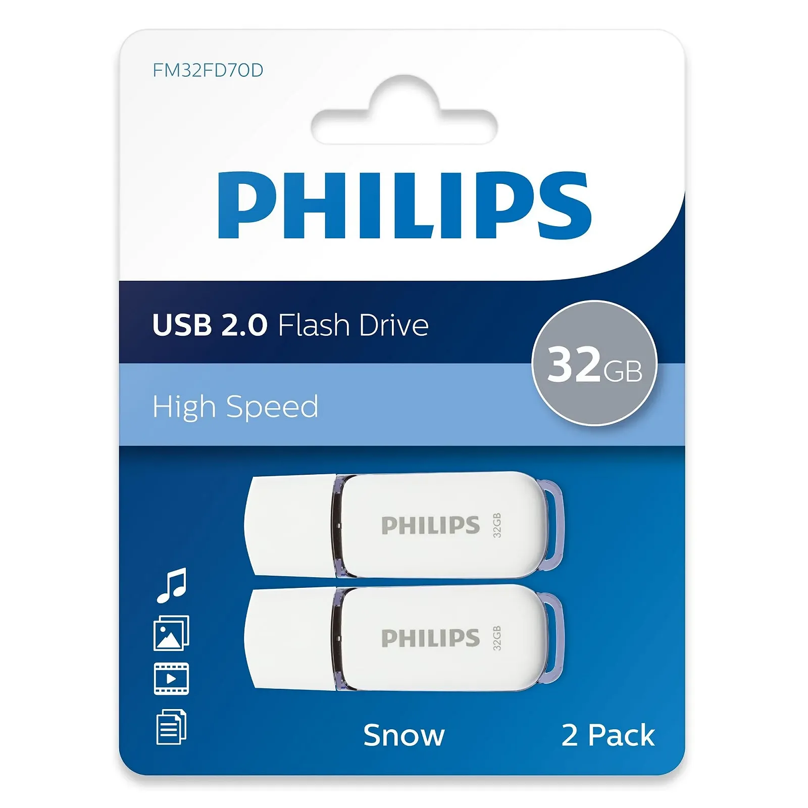 USB флеш-накопичувач Philips Snow Edition 2.0 2x32ГБ Білий/Сірий, фото №2