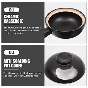 Кастрюля BESPORTBLE Keramik с крышкой и одной ручкой керамическая маленькая термостойкая synthetic.ua - Фото 1