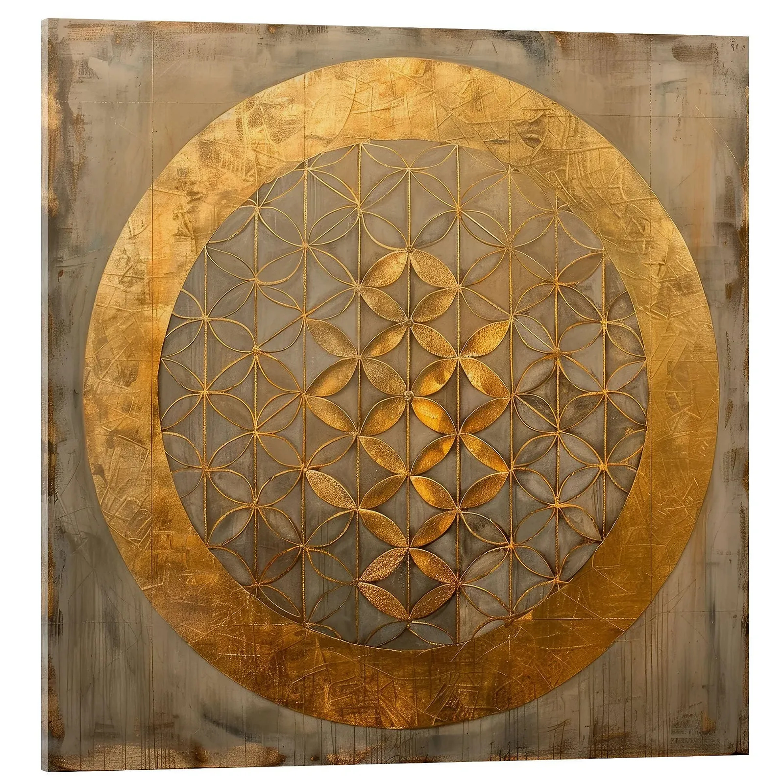 Картина на акриловому склі Posterlounge DejaReve Квітка життя 50 x 50 см Золота, фото №1