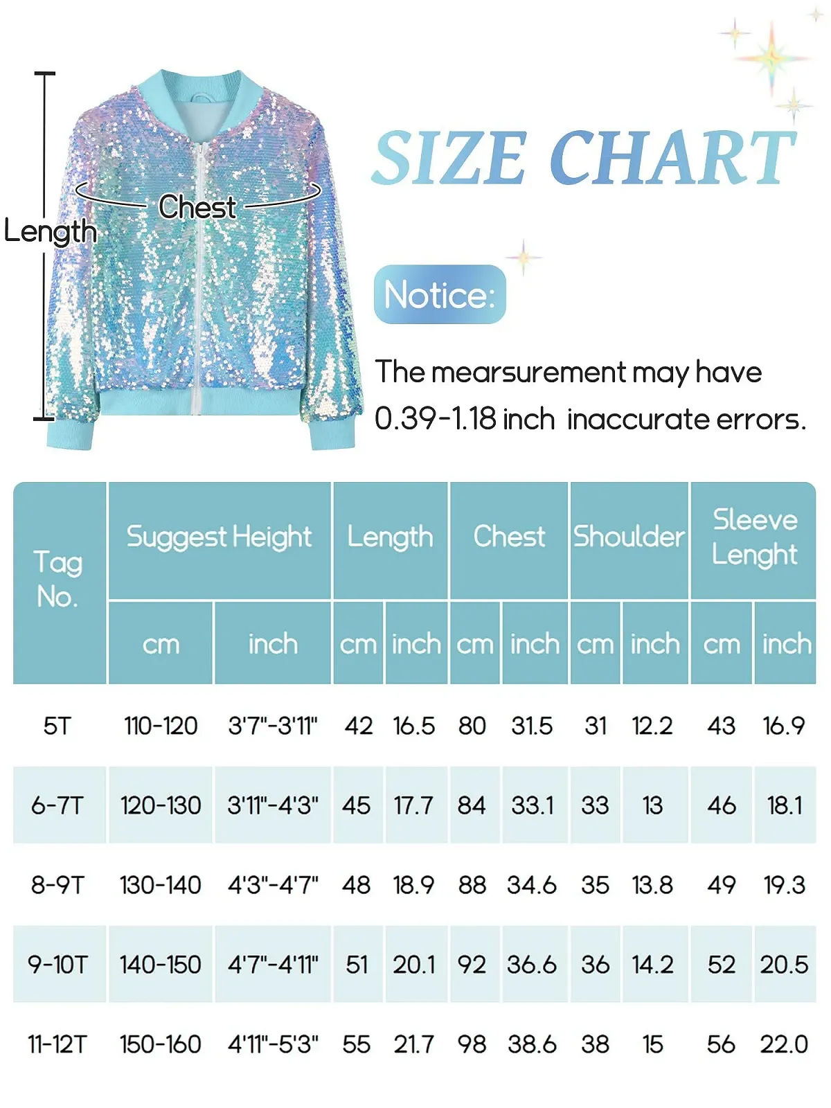Куртка с блестками для девочек, бомбер с длинными рукавами, градиент с блестками, застежка-молния, карманы, верхняя одежда с блестками для детей, фото №6