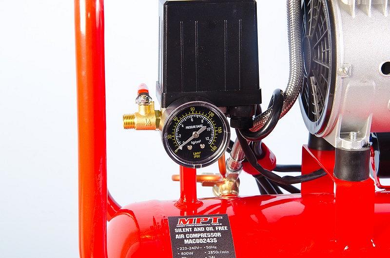 Компресор безшумний MPT PROFI OIL FREE 24 л 800 Вт 1450 об/хв 7 атм мідна обмотка MAC80243S, фото №5