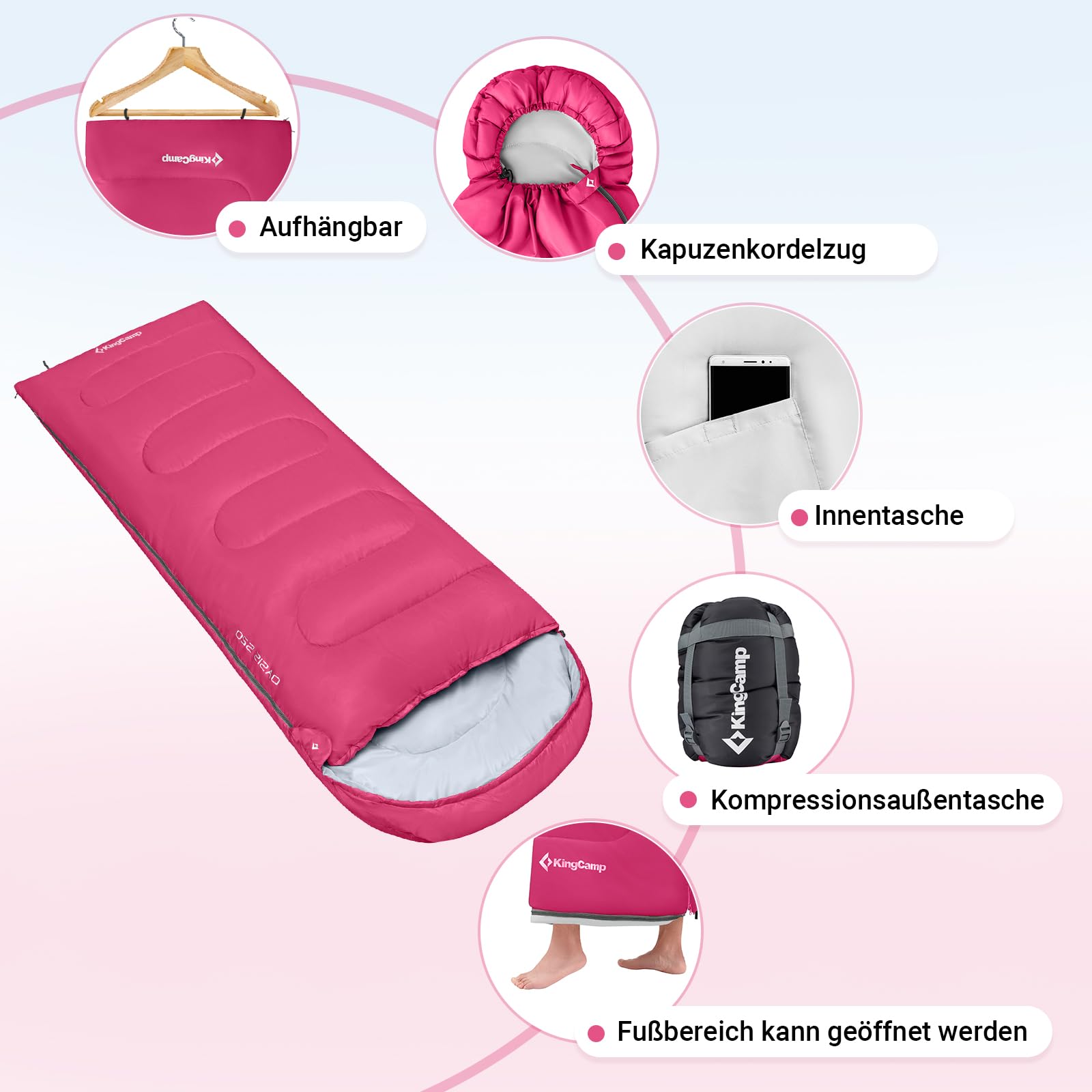 Спальный мешок KingCamp Blanket 1.0 кг Легкий Тёплый Для детей и взрослых 3-4 сезона С сумкой для переноски, фото №4