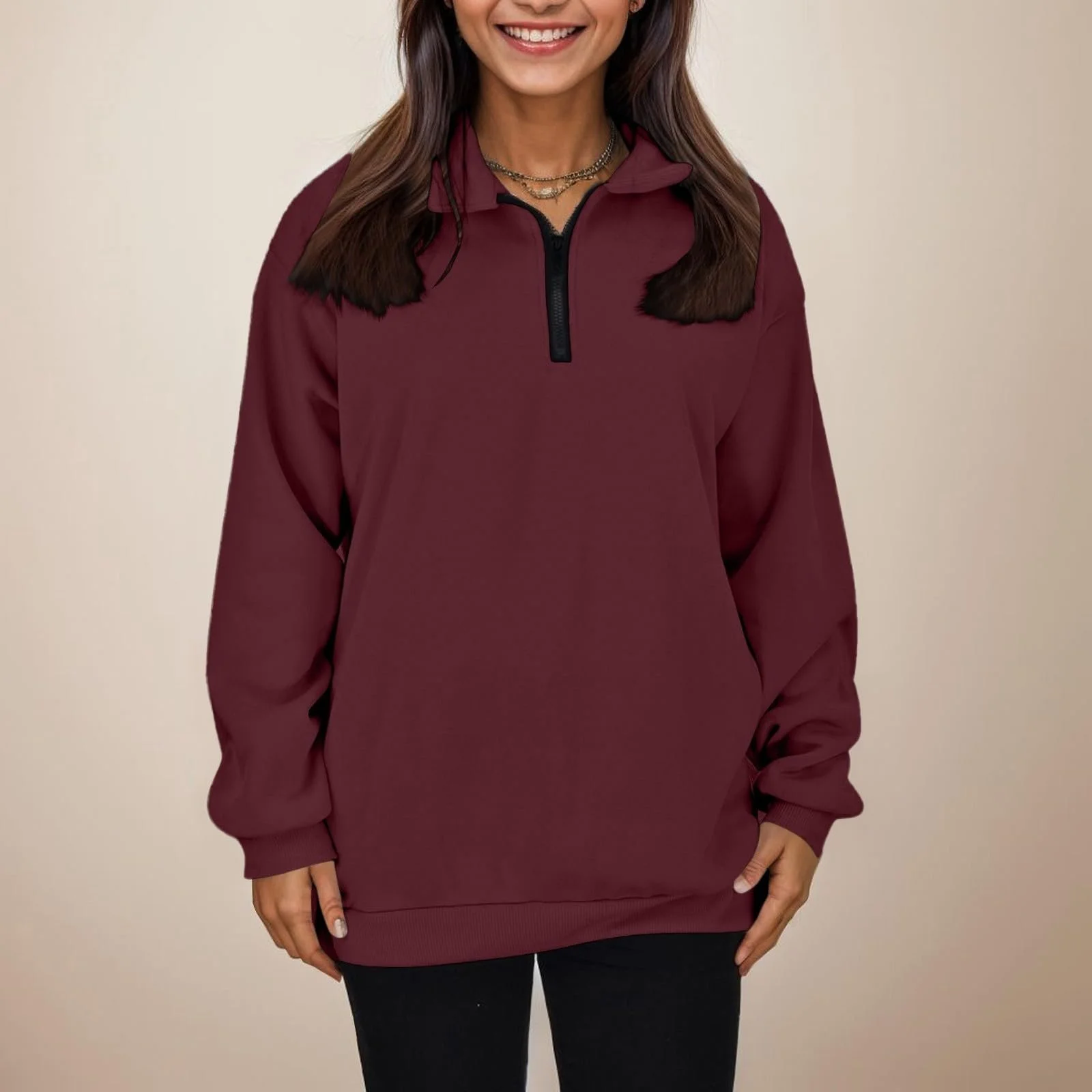 Женские свитшоты на полумолнии Повседневный Милый Спортивный Модный Молния Толстовка Четверть молнии Воротник Длинный рукав Y2K-наряды В стиле кантри Винтаж, фото №2