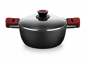 Сотейник високий BRA Premiere 20 см із литого алюмінію з тришаровим антипригарним покриттям та знімними силіконовими ручками - Фото 1