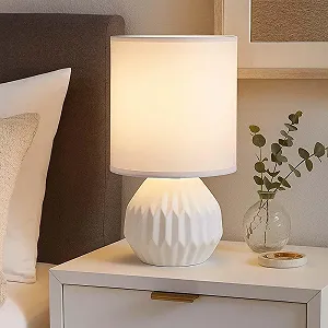 Настольная лампа GLOBO Lighting белая керамическая текстиль 23 см E14 synthetic.ua - Фото 1