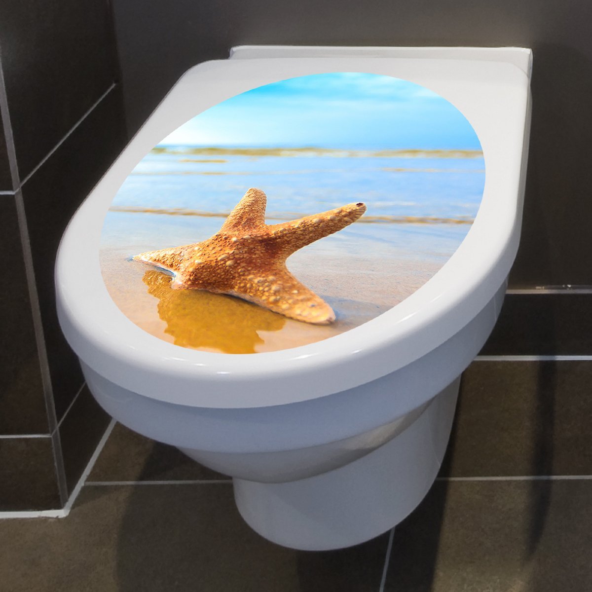 Наклейка на крышку унитаза Starfish on The Beach 30 x 40 см, фото №3
