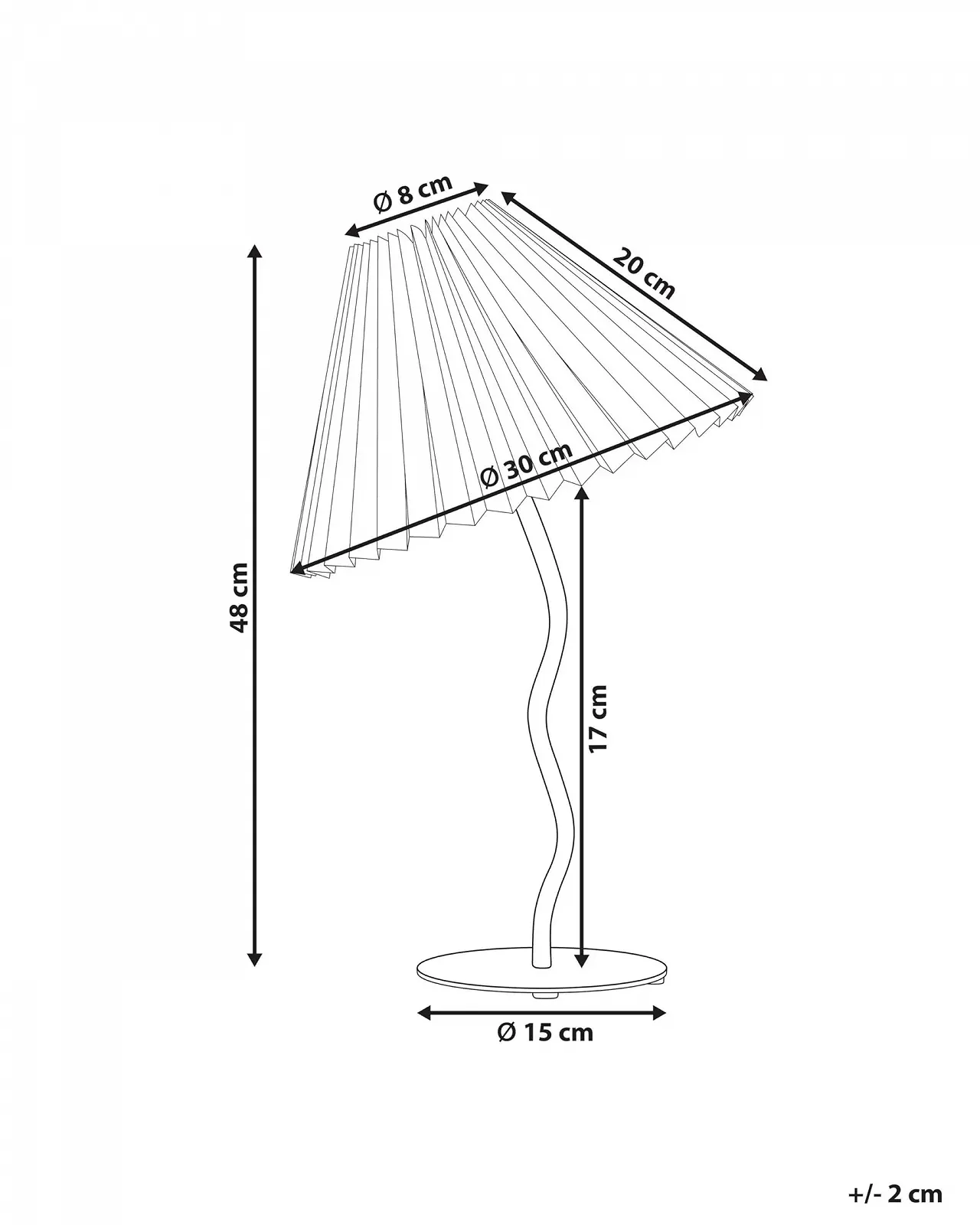Настільна лампа Alwero Металева основа Гофрований плісований тканинний абажур Конусна форма Білий, фото №3