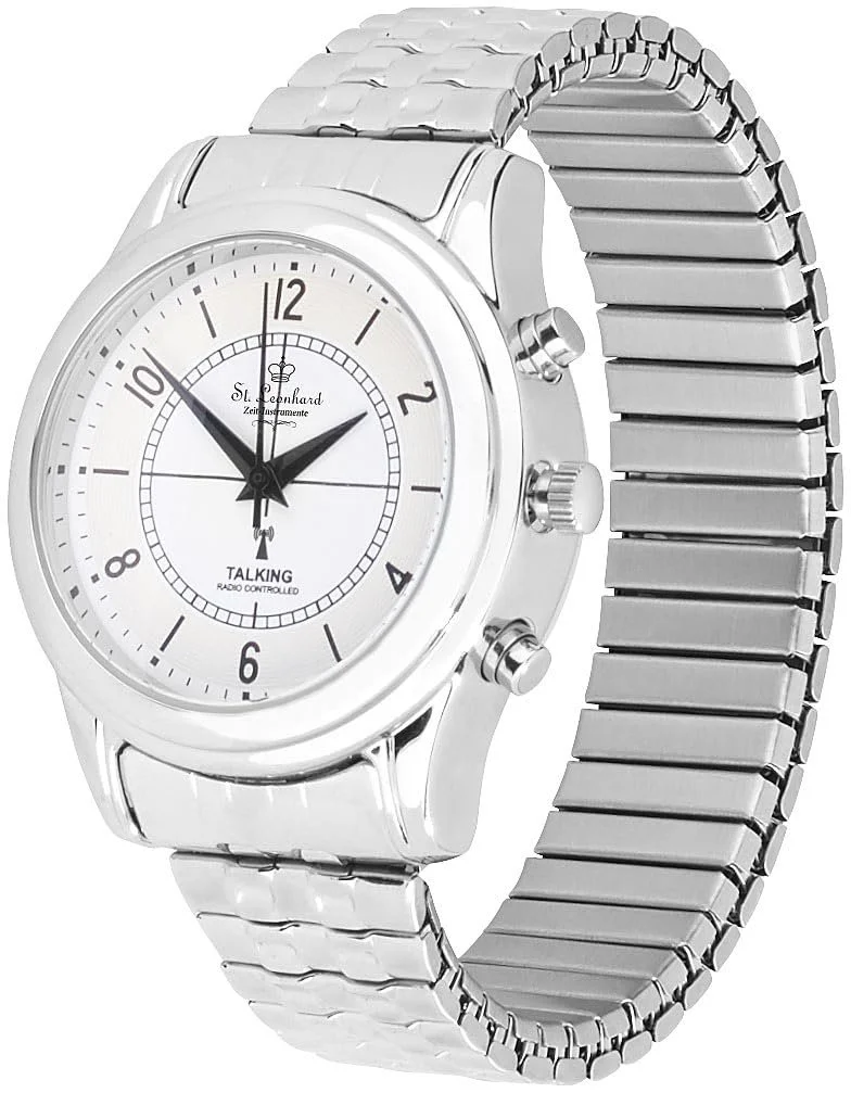 Женские часы St. Leonhard Говорящие Radio С филигранным циферблатом Серебристый Браслет, фото №5