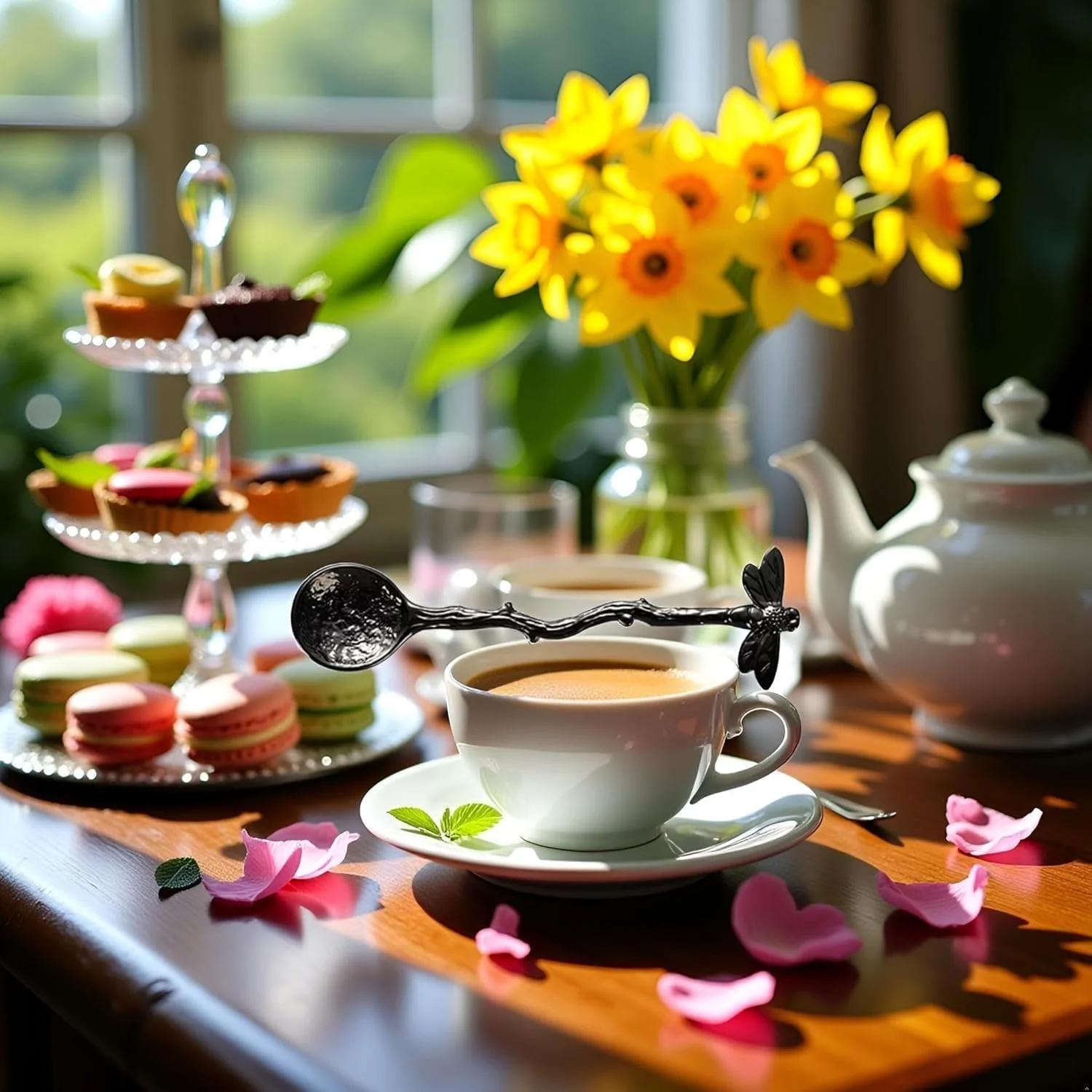 Ложка чайна Gun Black Retro Dragonfly з нержавіючої сталі для кави, чаю, десертів та тортів з довгою ручкою, антична, фото №7