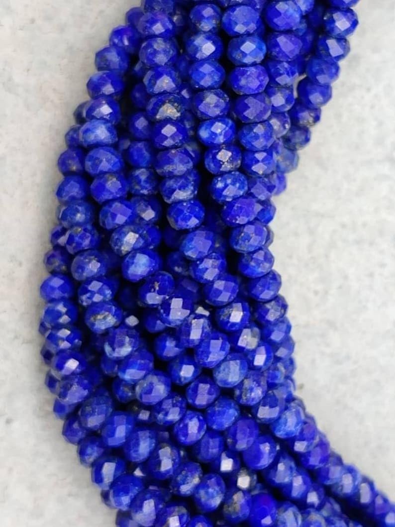 Бусины из натурального лазурита, ограненные, рондель, 3,5 мм, нить длиной 33 см, для ожерелья и браслета, фото №3