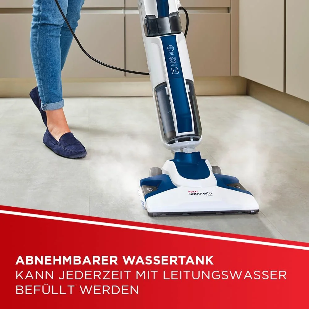 Пароочисник-пилосос POLTI Vaporetto 3 Clean_Blue 1800 Вт 5 кг White/Blue 14 аксесуарів Squishy, фото №6