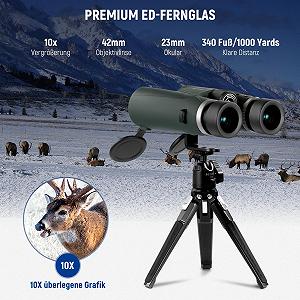 Біноклі NEEWER LS-T21 10X42 ED з тримачем для телефону/металевим штативом/сумкою IPX7 Водонепроникні Антифогові FMC BAK-4 Призма synthetic.ua - Фото 1