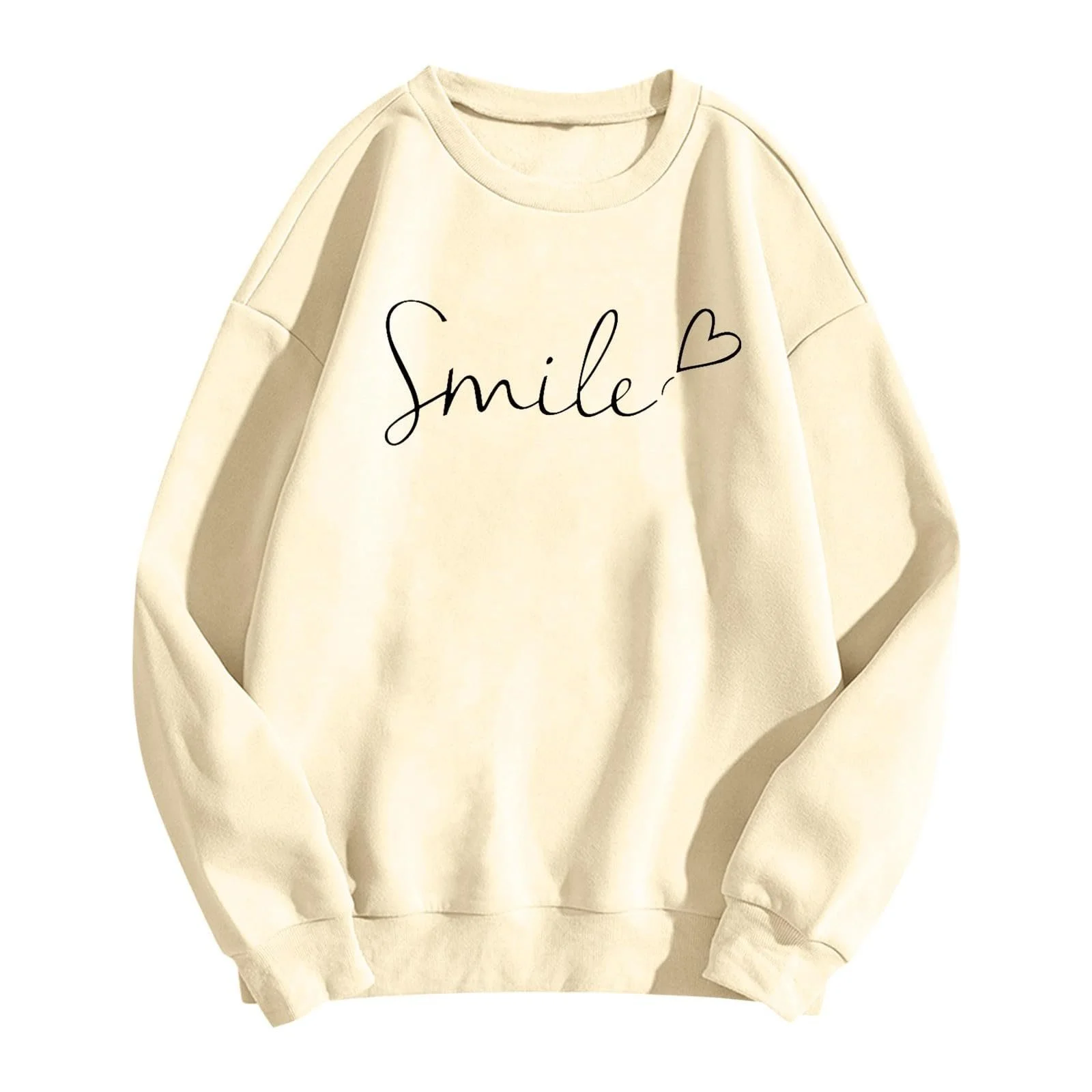 Женская Толстовка 2024 Smiley Face Повседневная Круглая Шея Милый Топ Графическая Буква Свободный Крой Мультяшная Модная для Работы, фото №8
