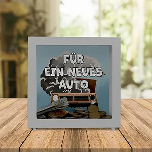 Скарбничка-рамка For a new car дерев'яна з кумедним мотивом synthetic.ua - Фото 1