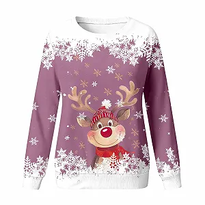 Дитячий світшот з круглим вирізом, мультяшний олень, довгі рукава synthetic.ua - Фото 1