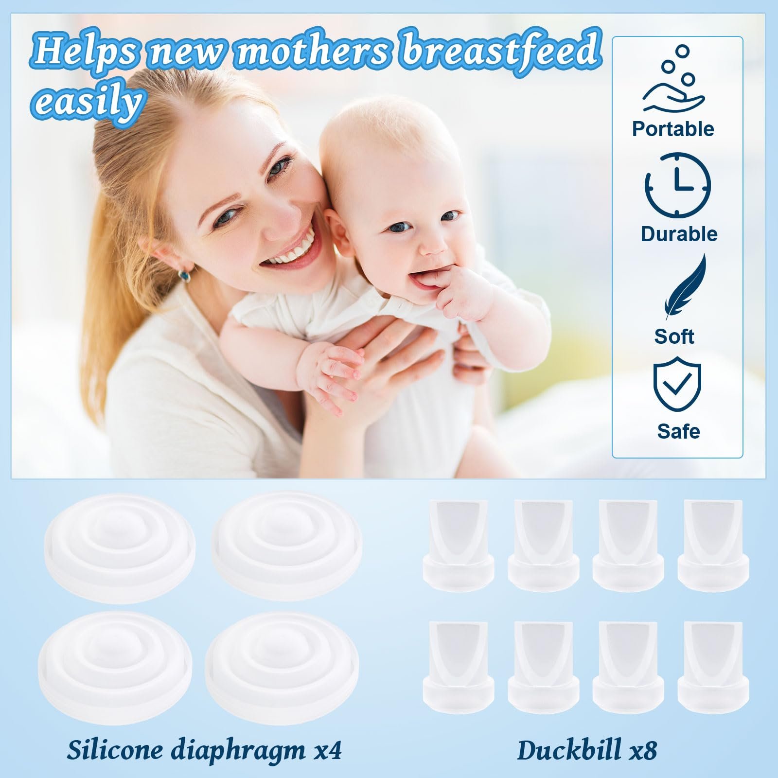 Запчасти для молокоотсоса 12 шт. для Mom Cozy M5, 8 клапанов Duck Bill и 4 силиконовые мембраны. Совместимы с M5, фото №6 Запчасти для молокоотсоса 12 шт. для Mom Cozy M5, 8 клапанов Duck Bill и 4 силиконовые мембраны. Совместимы с M5, фото №6
