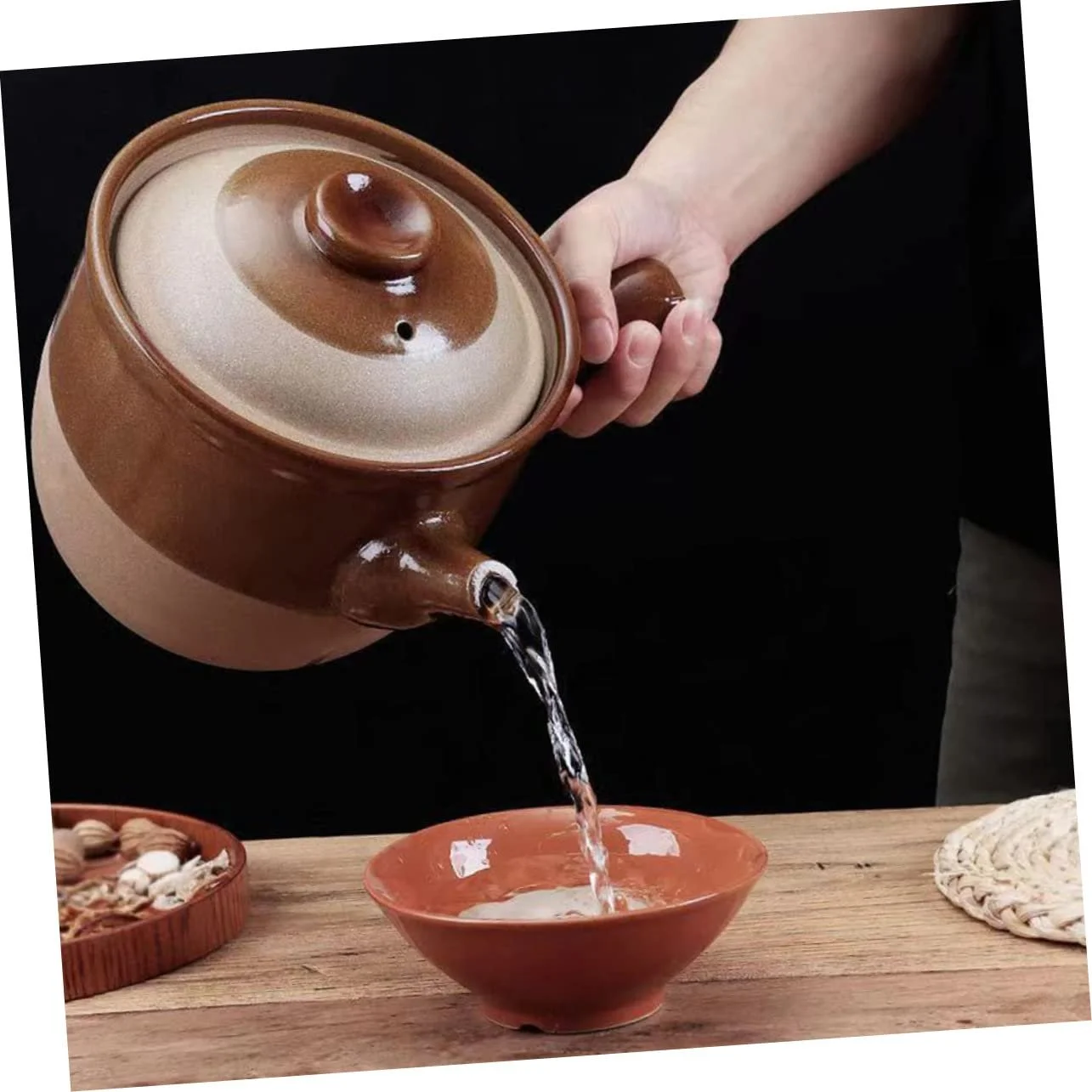 Глиняный горшок Sosoport традиционный китайский для трав термостойкий для газовых плит, фото №2