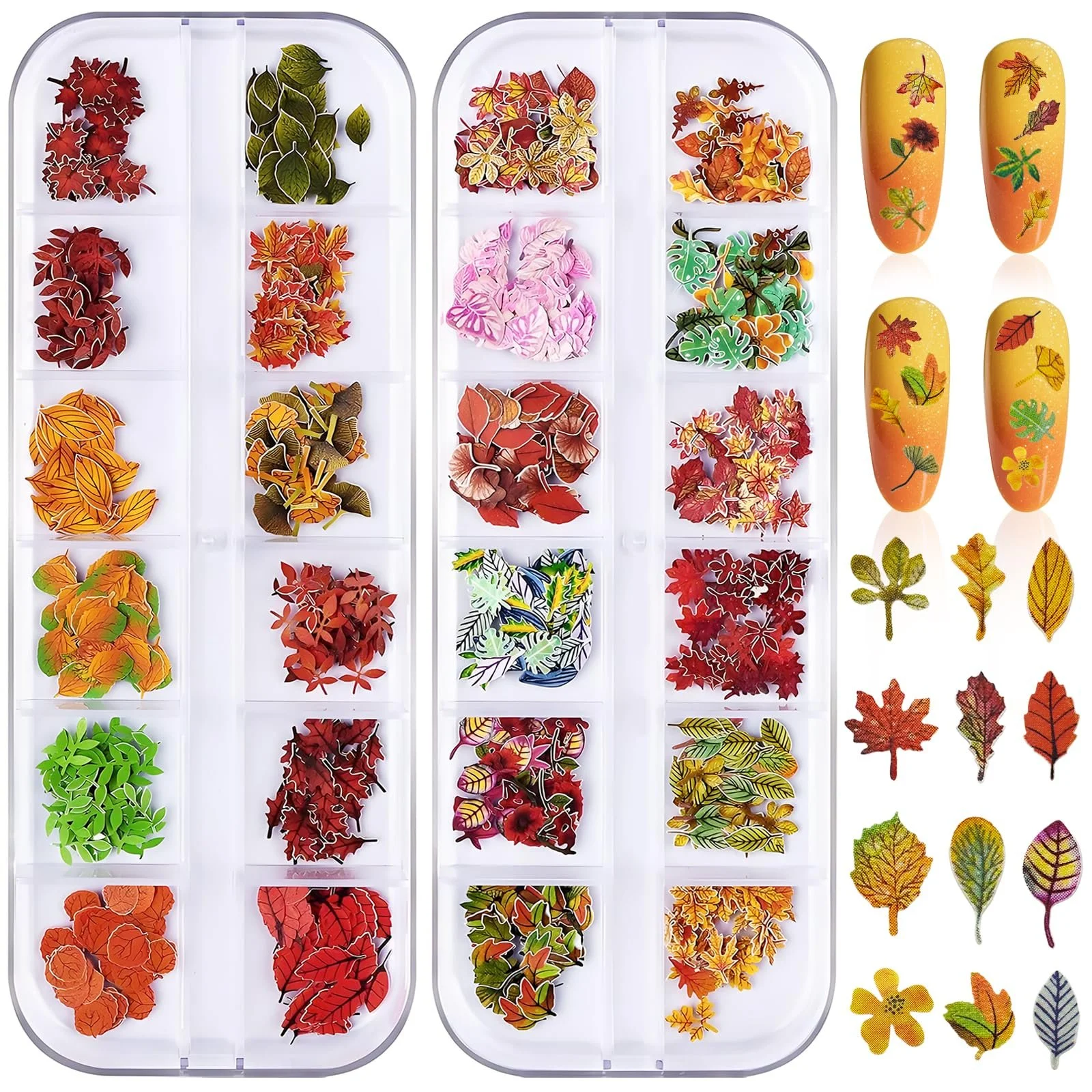 Декор для ногтей Autumn Falling Leaves 2 коробки 3D Glitter, фото №1