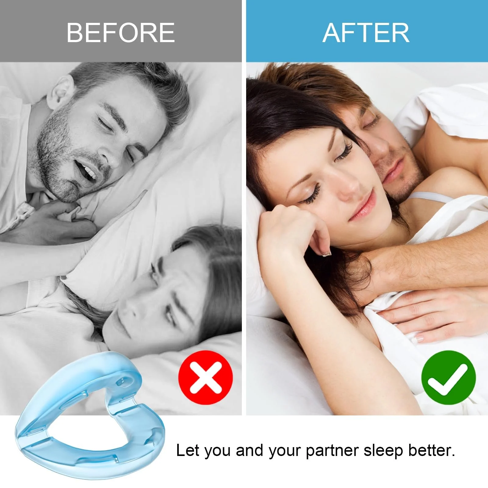 Антихрап шина (2 шт. в упаковці) Захист зубів Ефективне полегшення хропіння з пластиковим контейнером, фото №4