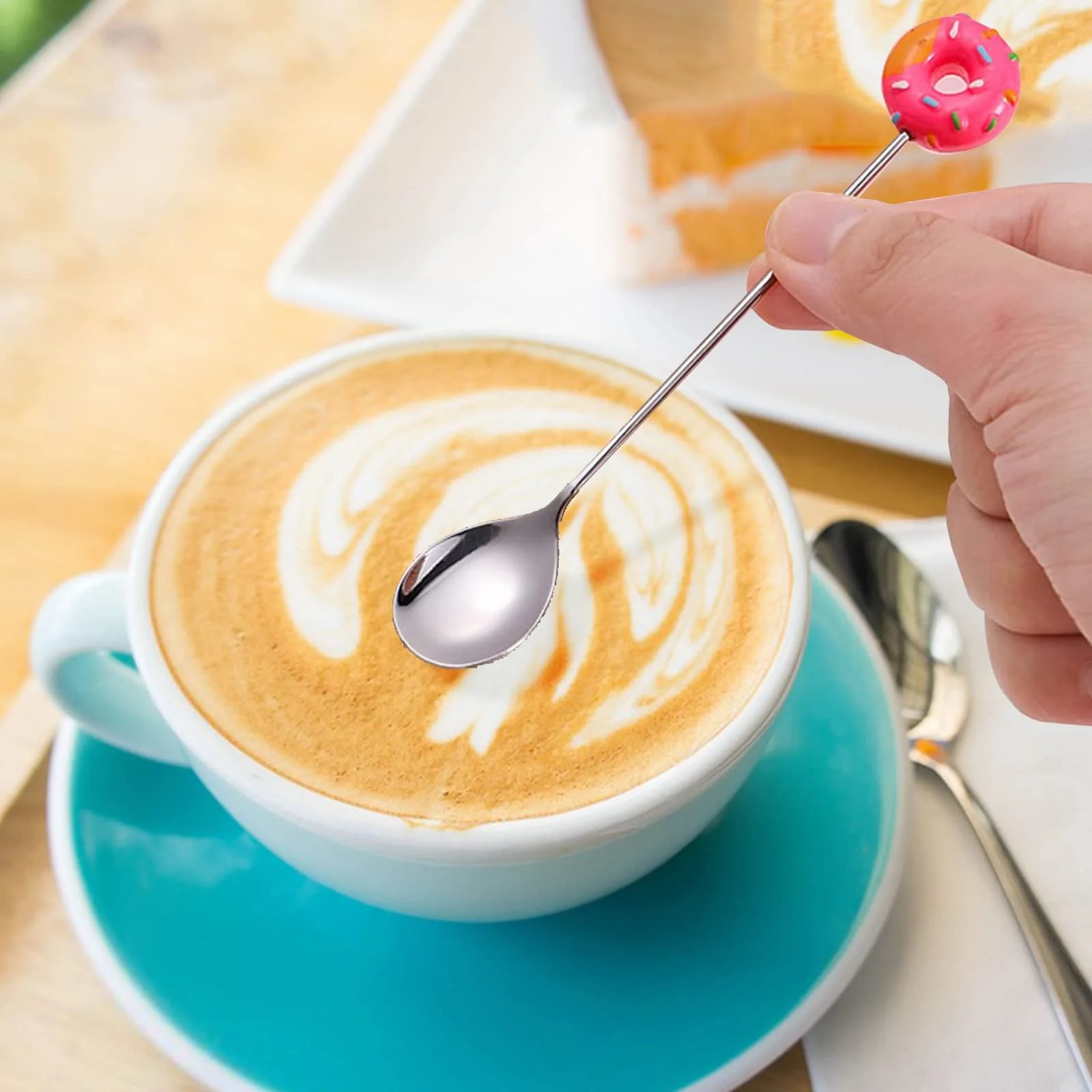 Набір з 8 десертних ложок Donuts and Mickey Mouse Shape з нержавіючої сталі для фруктів, фото №4