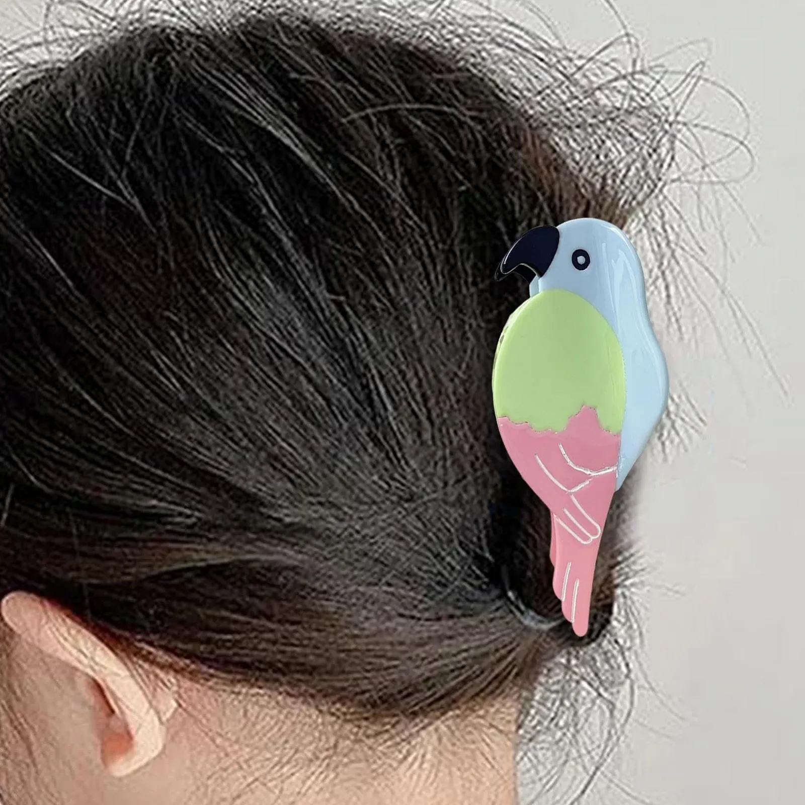 Заколка для волос Папугай Euyehn, в форме птицы из ацетата - Милые аксессуары для волос для девочек, прочный зажим для взрослых женщин всех возрастов, фото №3