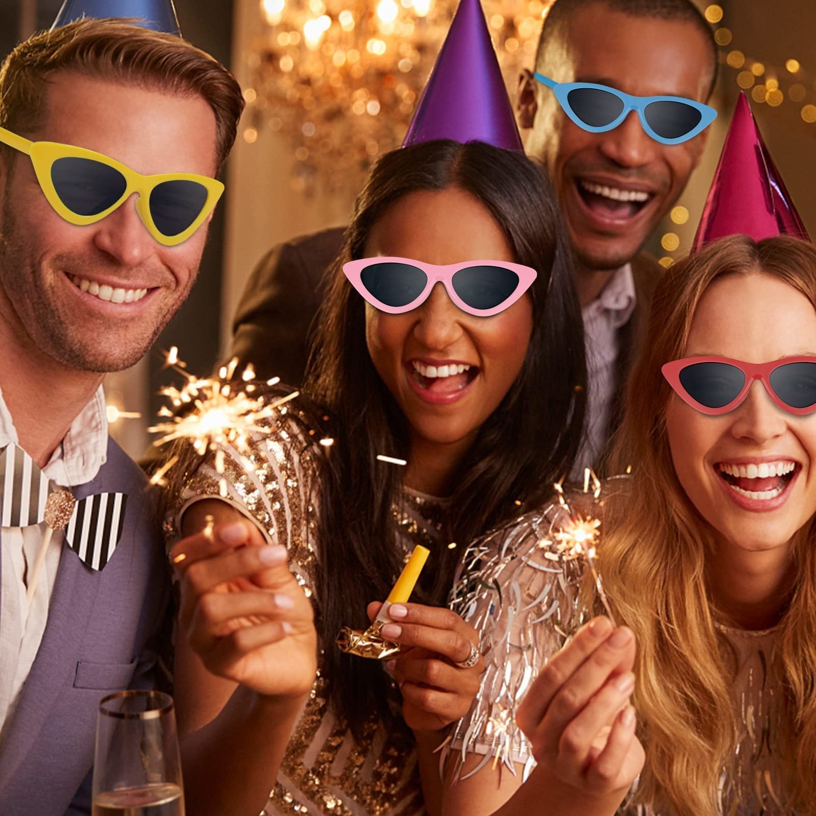 Солнцезащитные очки кошачий глаз Flycppo, набор 4 шт., разноцветные, фото №8