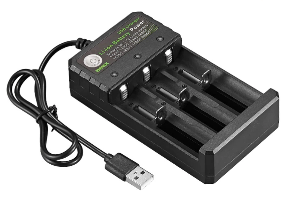 Зарядное устройство BMAX Charger на 3 слота Black Портативная зарядка, фото №1