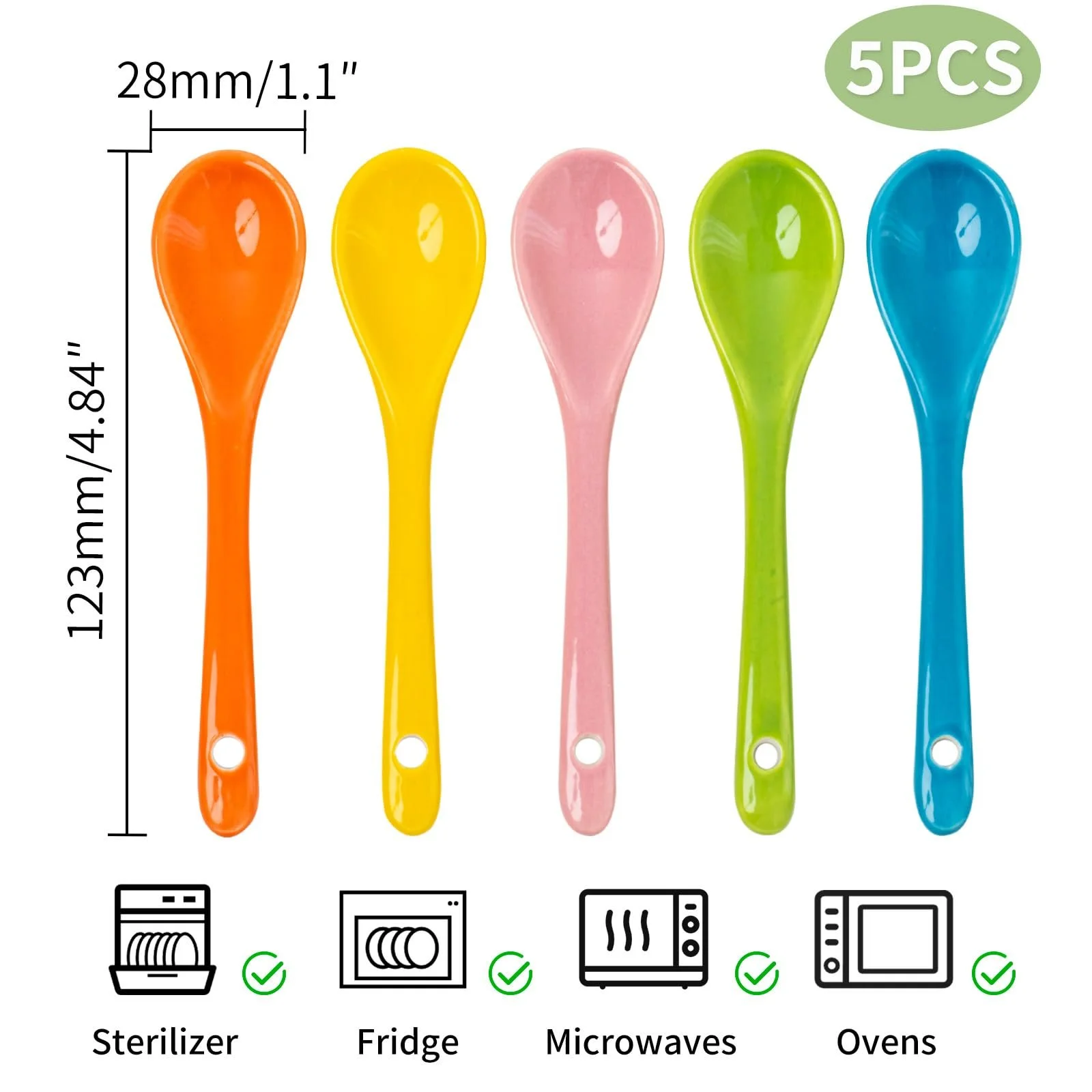 Набор ложек из фарфора, 5 шт Без бренда, фарфор, 123 x 28 см, много цветов, фото №2