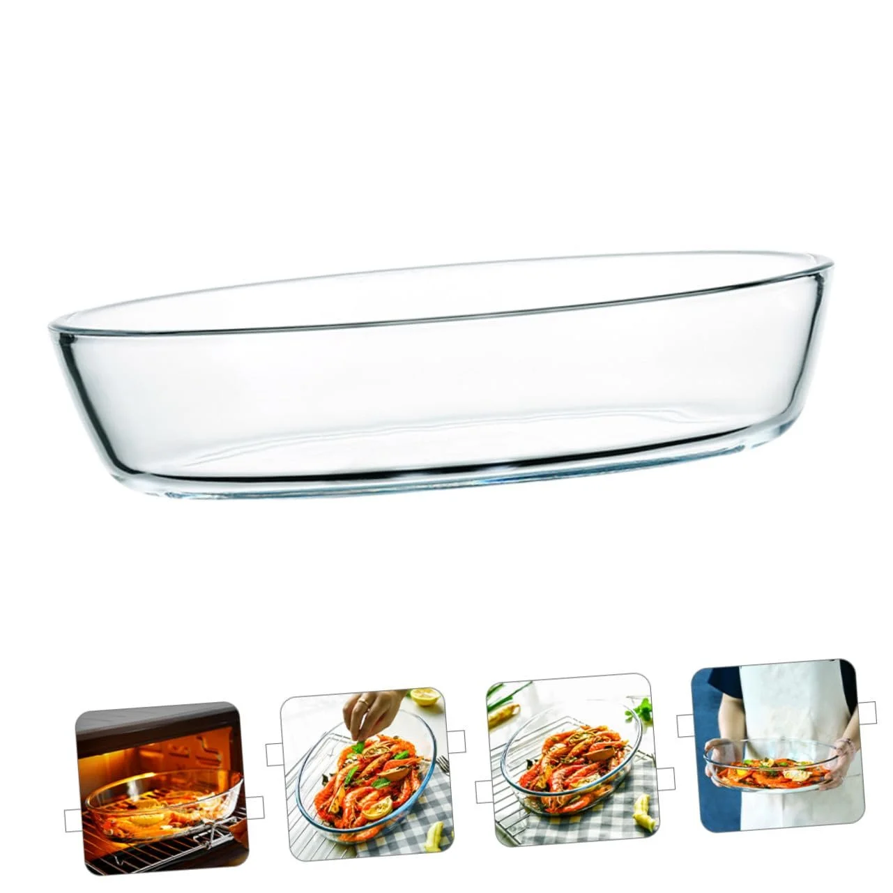 Форма VILLCASE для запекания овальная стеклянная для микроволновой печи и духовки, фото №8