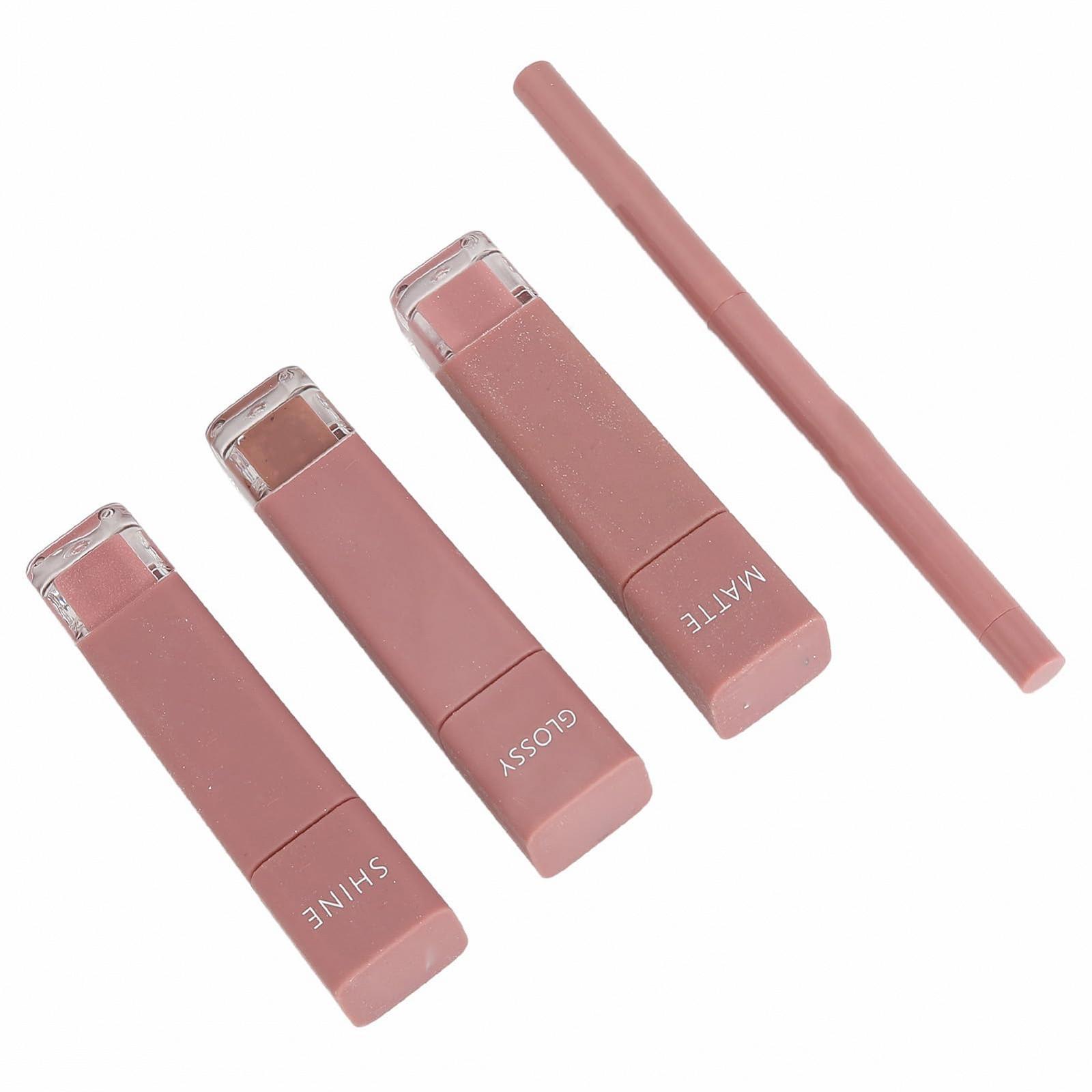 Набір блисків для губ, 4 стійкі дощовики в 1 Матовий блиск для губ з підкладкою для жінок для зустрічей, фото №5