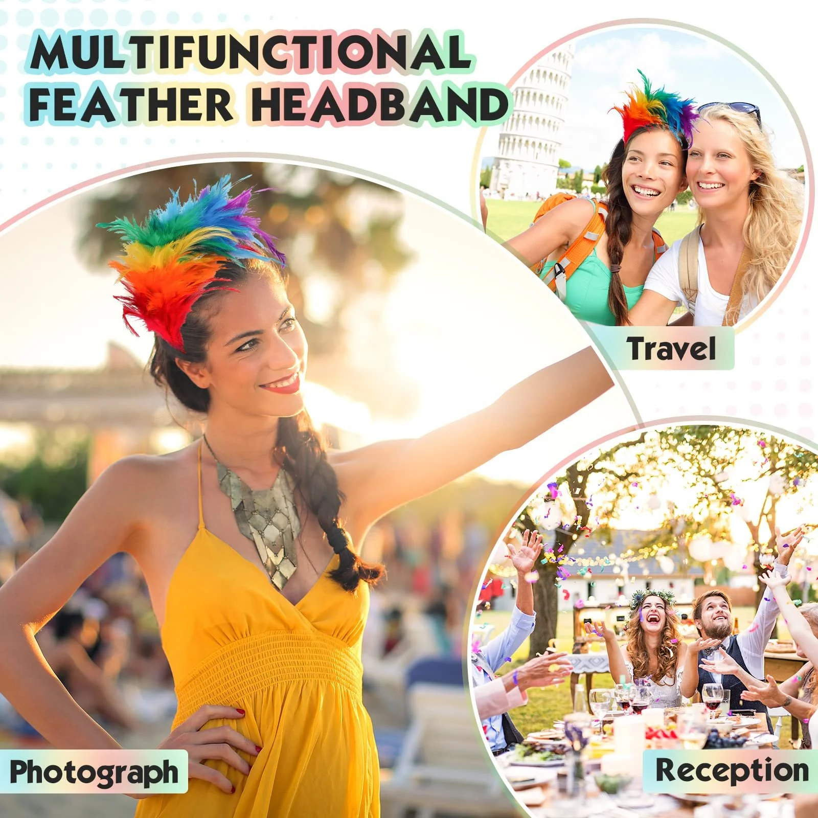 Обруч Перьевой Разноцветный, фото №6