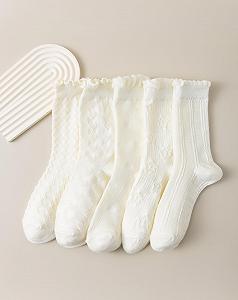 Носки Yawlsow с рюшами 5 пар Женские Милые Комфортные Мягкие Кружевные Бежевые Носки-следки Дышащие Kawaii для девушек и женщин synthetic.ua - Фото 1