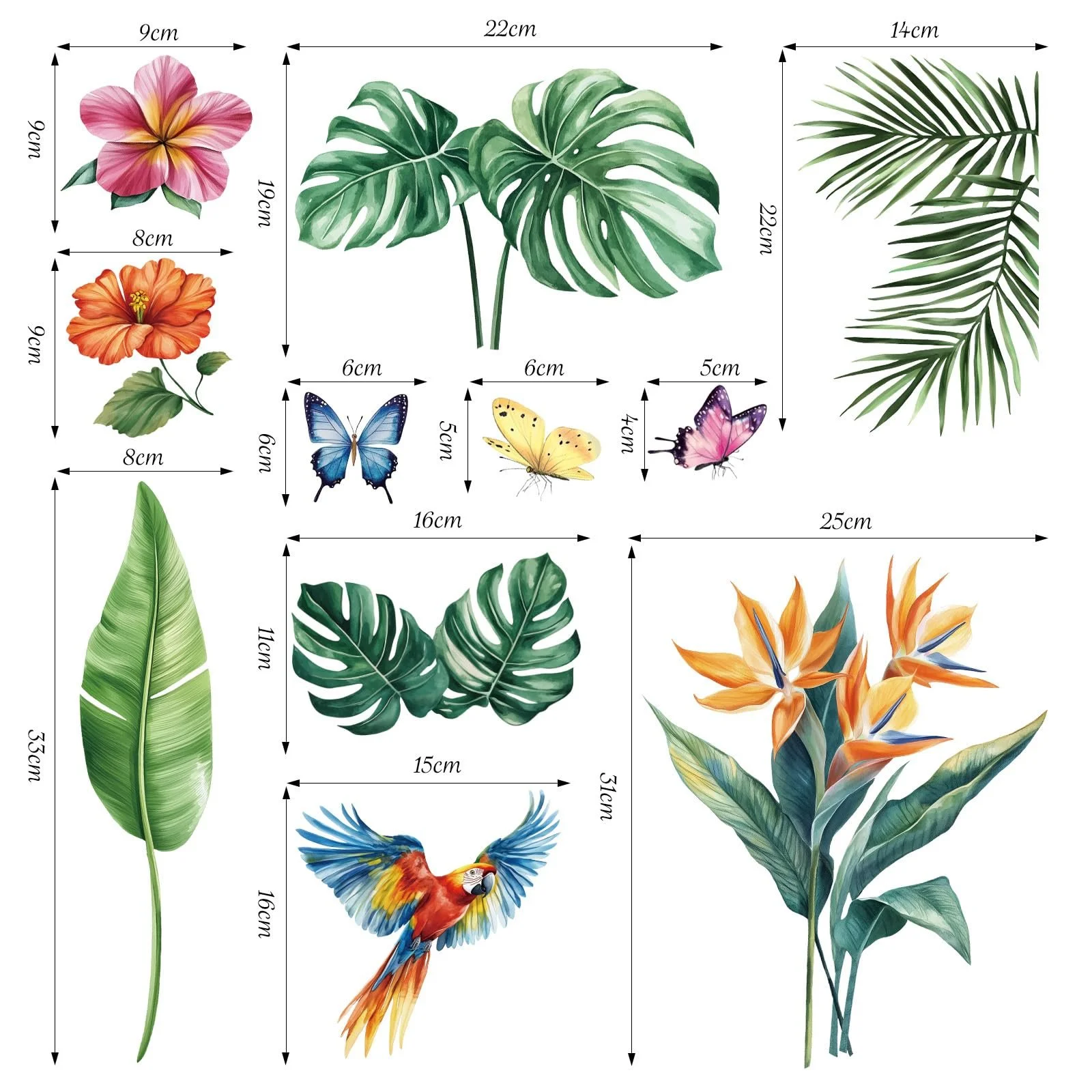 Наклейка на стіну SHUHCING Tropical Leaves Green Plant самоклеюча Зелений, фото №5