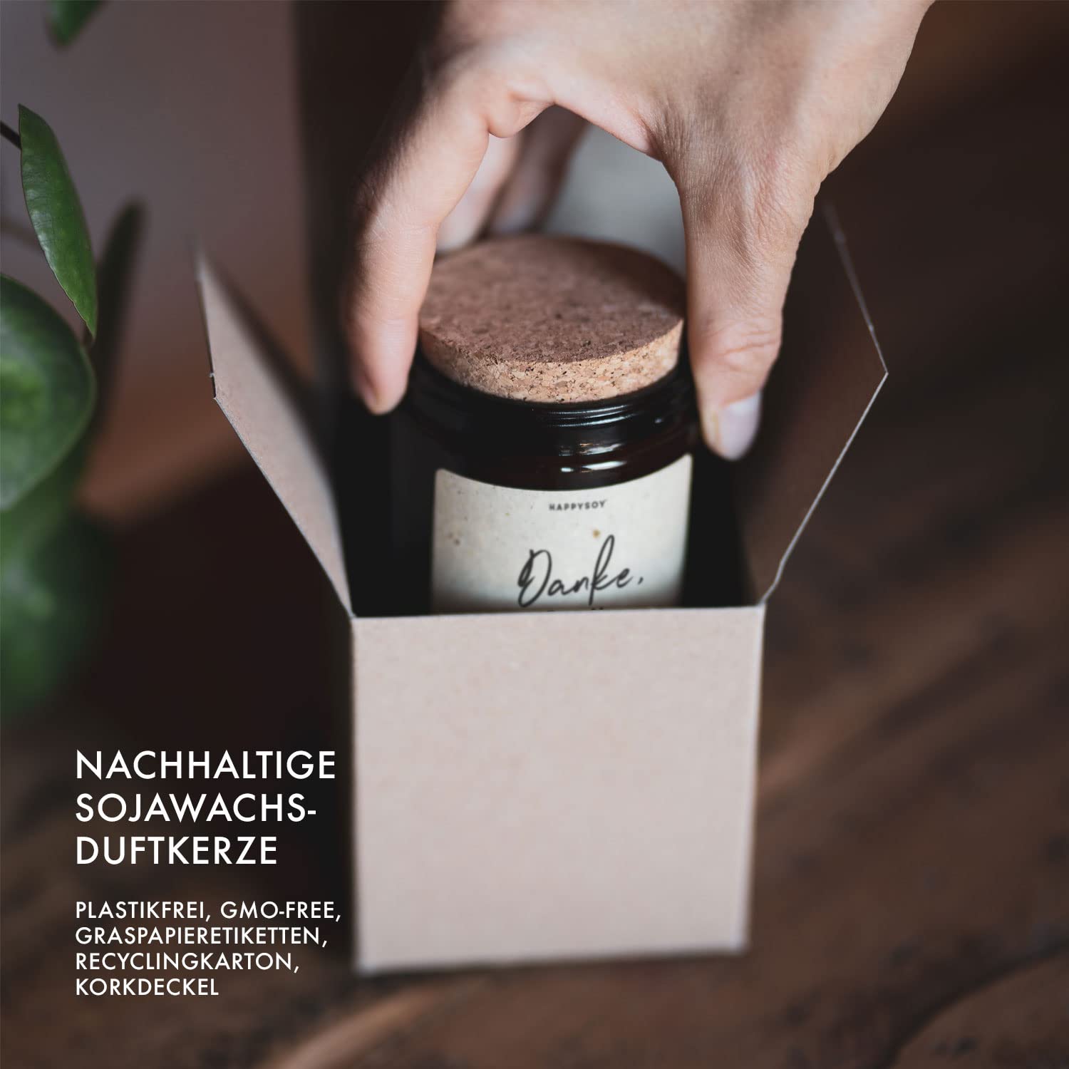 Свічка Happysoy Подарунок 7 x 8 cм 150 г Ароматична зі склом з написом з сої, фото №3