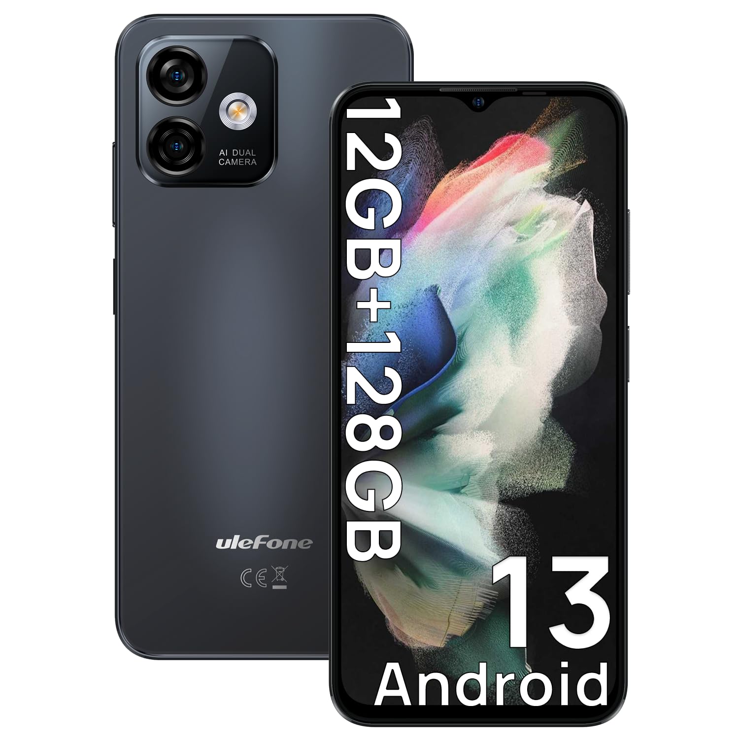 Смартфон Ulefone Note 16 Pro 12GB + 128GB 6.52 дюйма HD+ 50MP + 8MP Dual Camera 4400mAh Black, фото №1