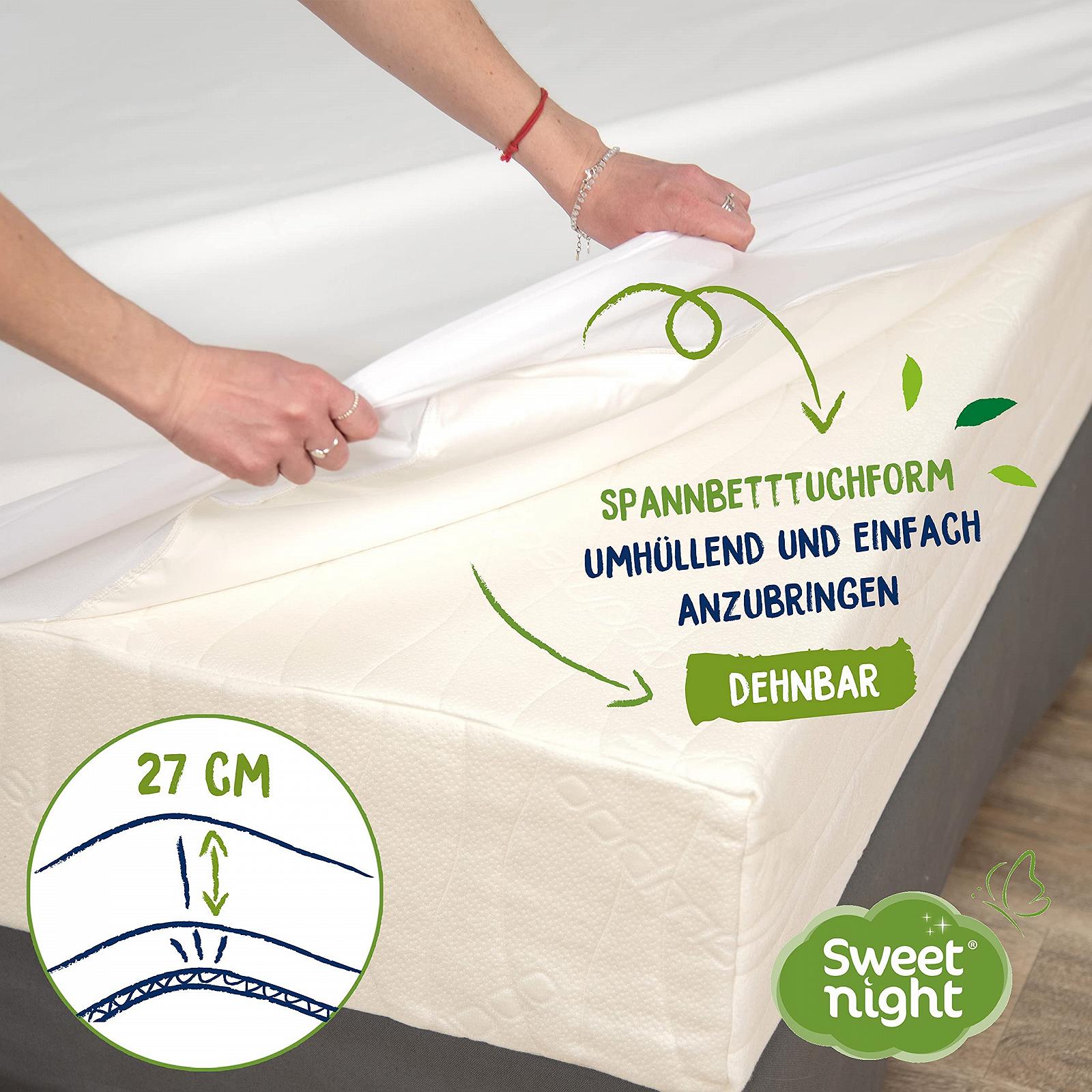 Наматрацник SWEET NIGHT Greenfirst 80 x 190/200 см, оброблений рослинним засобом, водонепроникний, протикліщовий, 100% бавовняний фліс, тихий та дихаючий, фото №4