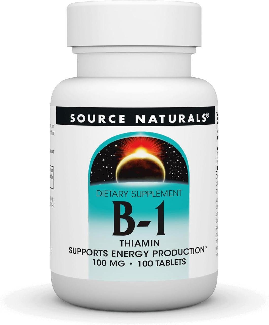 Вітамін B1 Source Naturals B-1 Thiamin 100 mg Tablets, фото №1