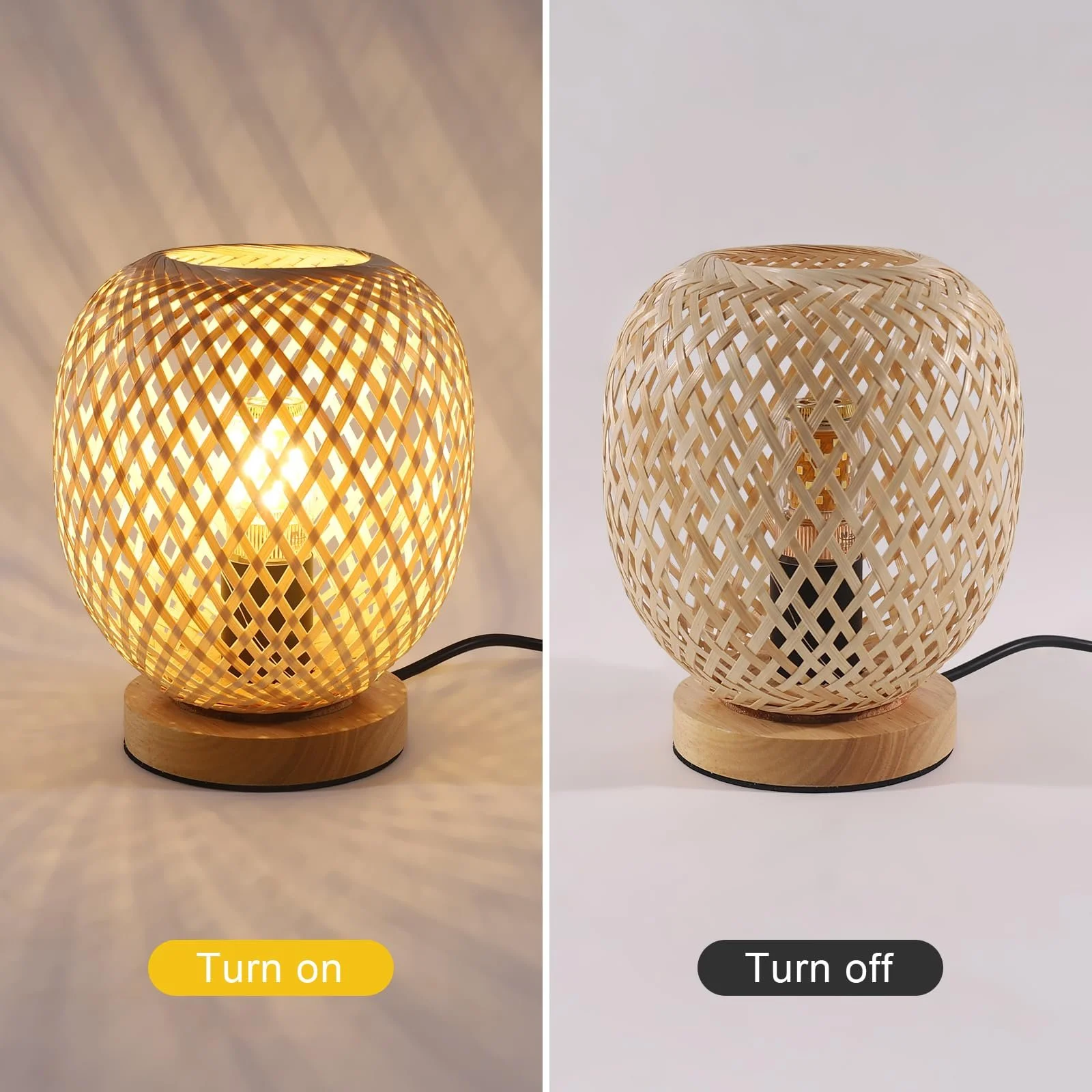 Настольная лампа Bamboo Dimmable Wooden Base E27 18 x 21 см, фото №6