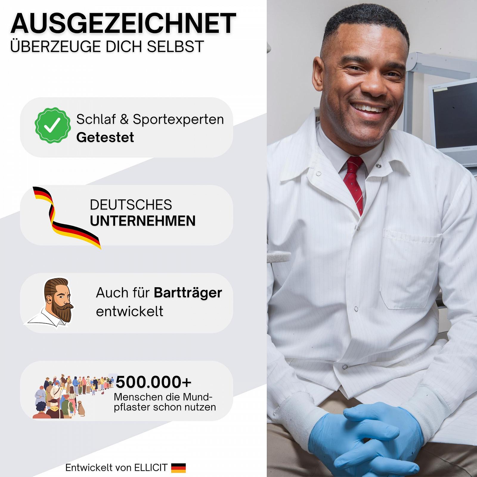 Пластырь для рта El licit для сна, 30 шт., Премиум против храпа, оптимальное сцепление даже с бородой, фото №6