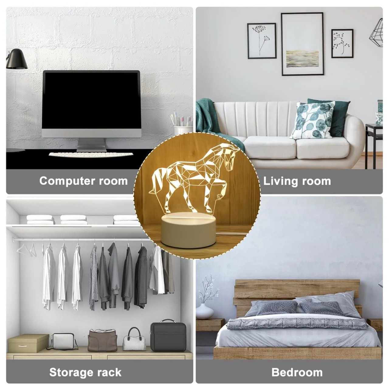 Ночник HOMSFOU 3D Animal Shape в форме животного настольный USB LED с цветной подсветкой, фото №6