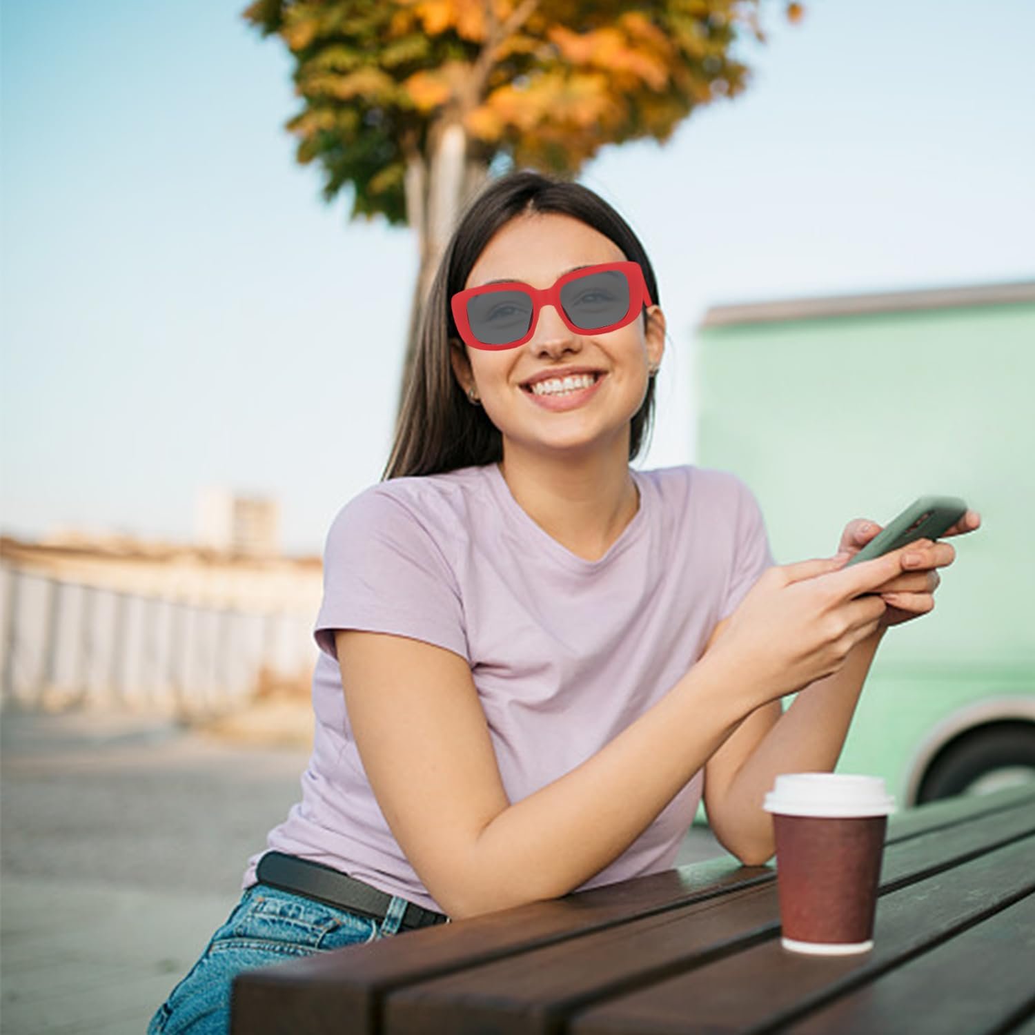 Очки HDGSAFD Винтаж Прямоугольные Аксессуары для одежды красный, фото №5