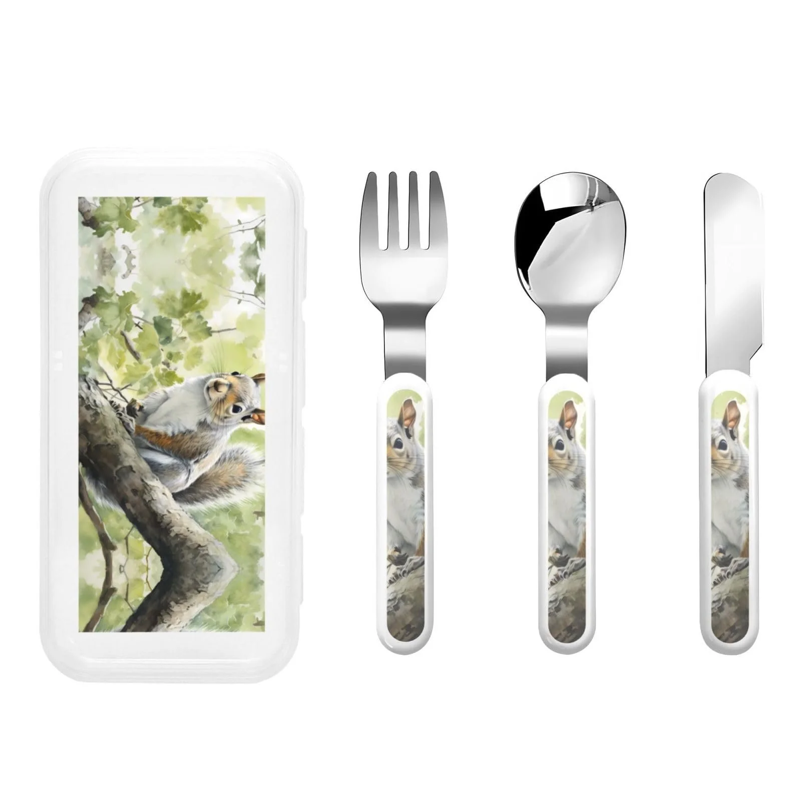 Набір дитячих столових приборів для малювання олією Сіра білка, фото №1 Набір дитячих столових приборів для малювання олією Сіра білка, фото №1