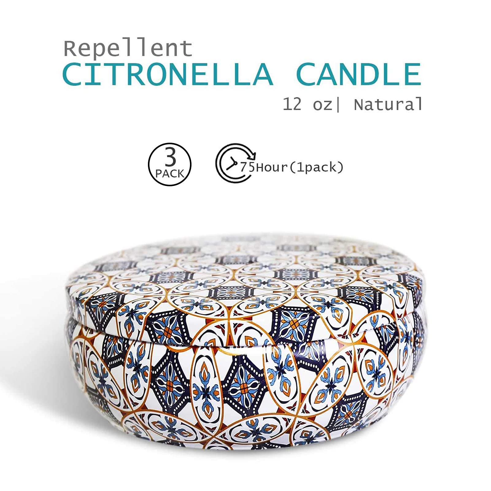 Свеча McNory Citronella Scented в металлической банке 425 г 100% соевый воск, фото №2