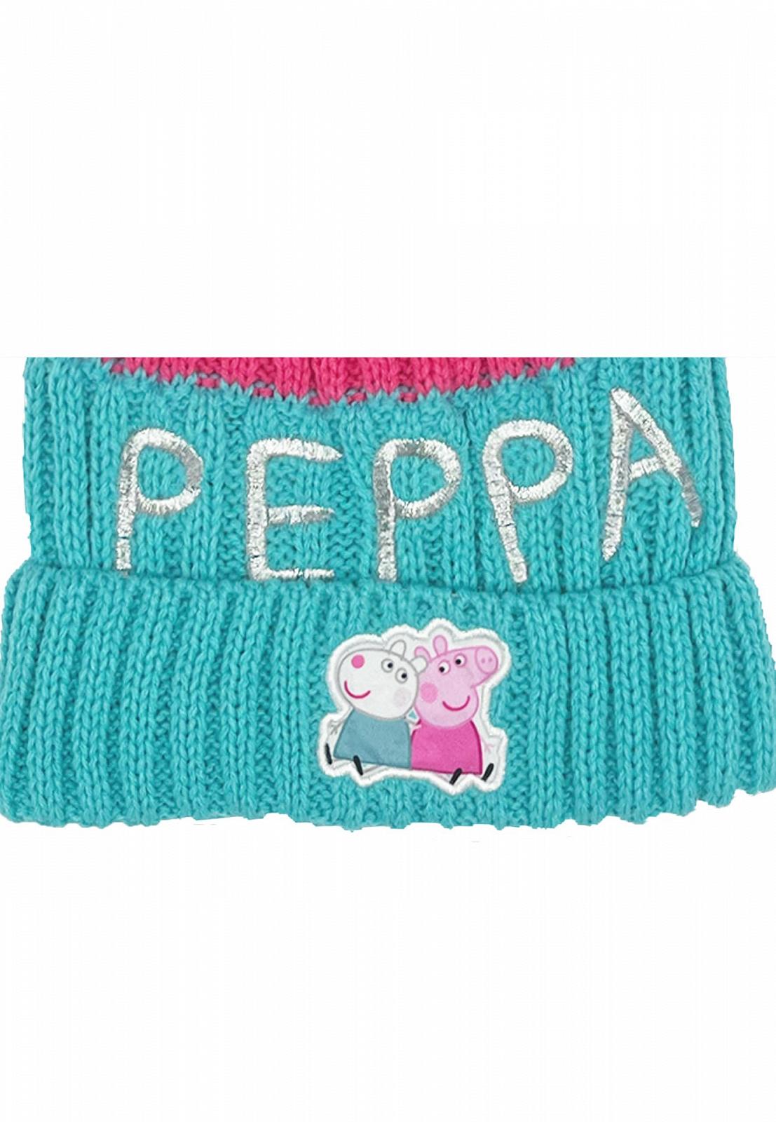 Шапка Peppa Pig Детская вязаная шапка с помпоном для девочек Разноцветная, 52, фото №3