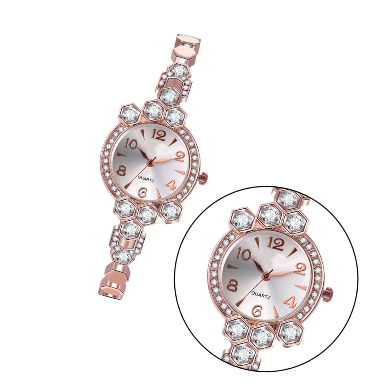 Часы женские PartyKindom Quartz с Rhinestones Rose Gold, фото №7