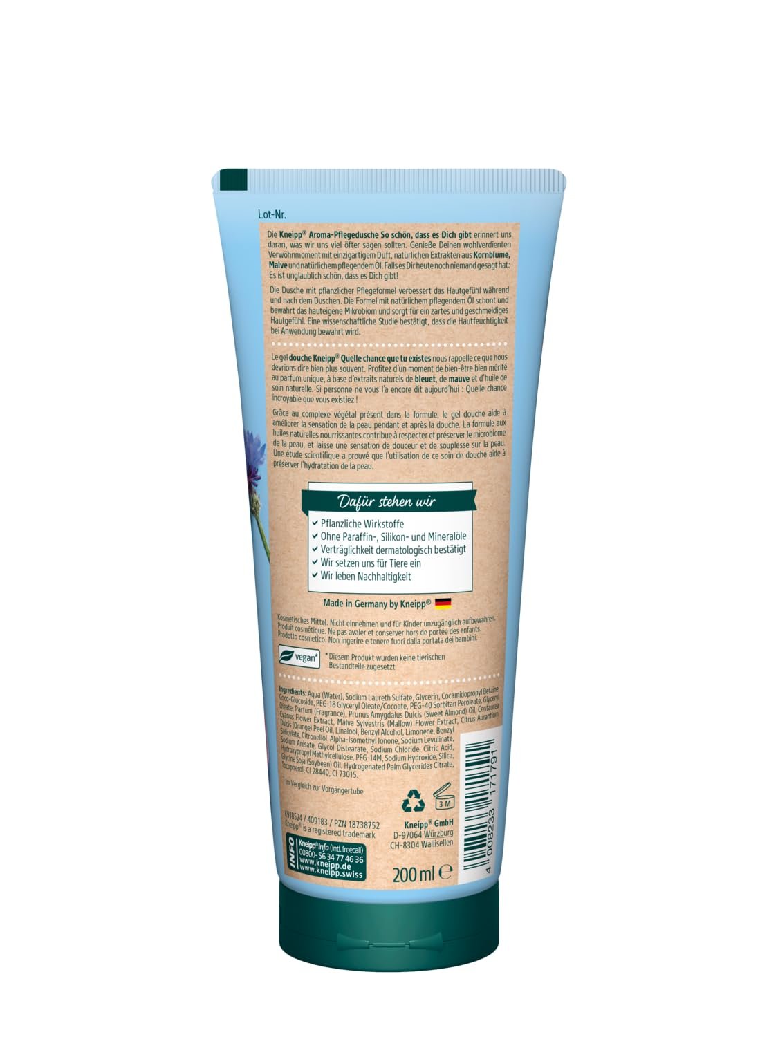 Ароматический гель для душа Kneipp с натуральными экстрактами василька и мальвы 200 мл, фото №2