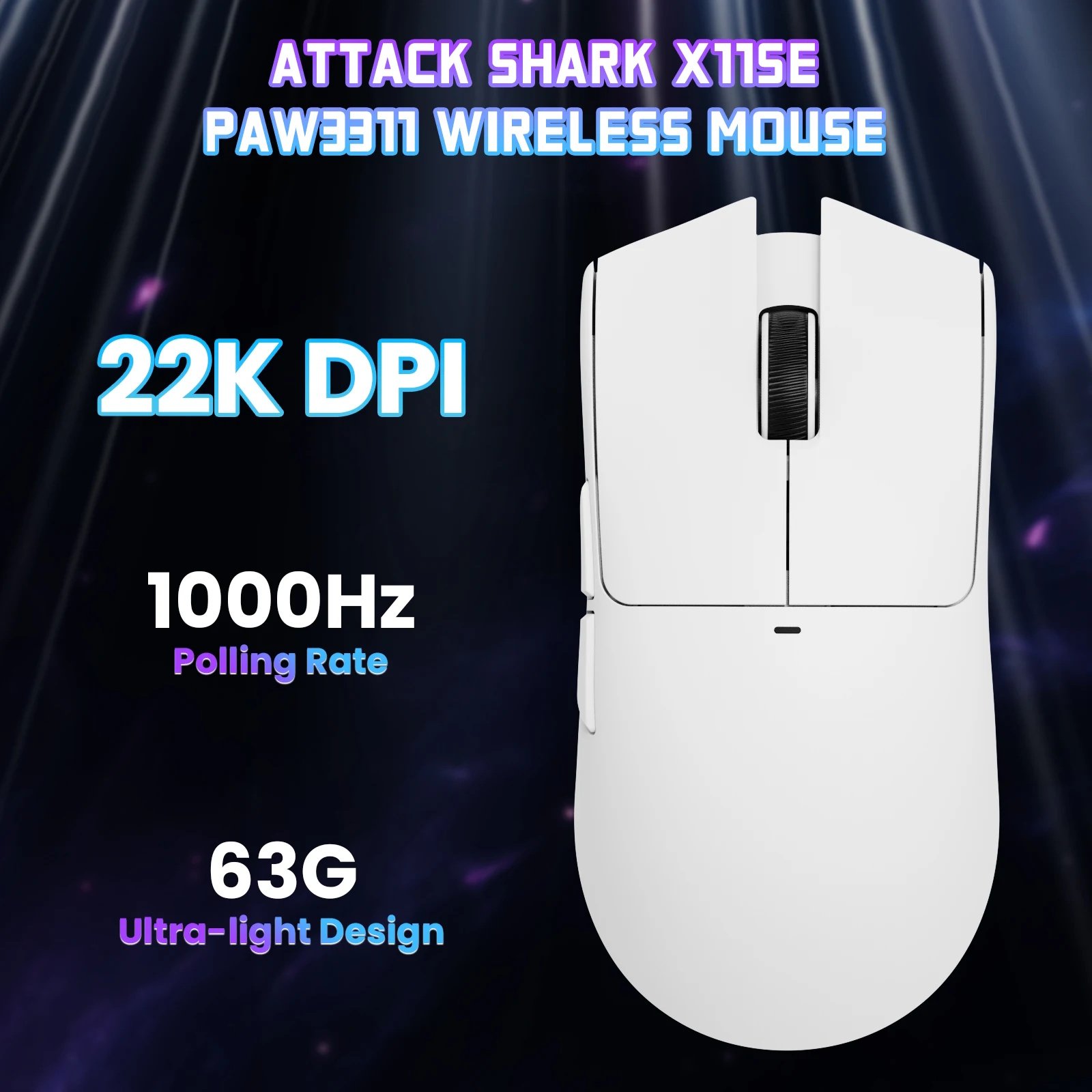 Мышь Attack Shark X11SE White 22000DPI PAM3311 Wireless Bluetooth, фото №4