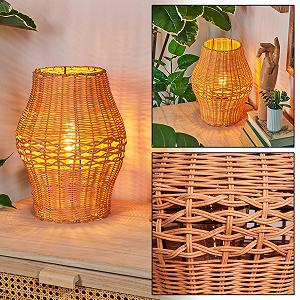 Настільна лампа HOFSTEIN Cardeira метал/ротанг E27 30 см Чорний/Натуральний - Фото 1